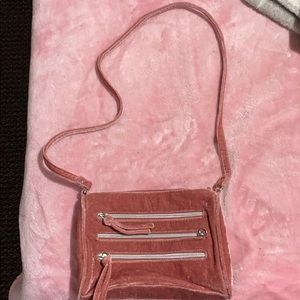 Pink fur shoulder purse